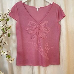Escada Pink Short Sleeve Knit Top